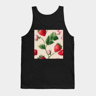 Vintage Floral Cottagecore Romantic Strawberry Flower Design Tank Top